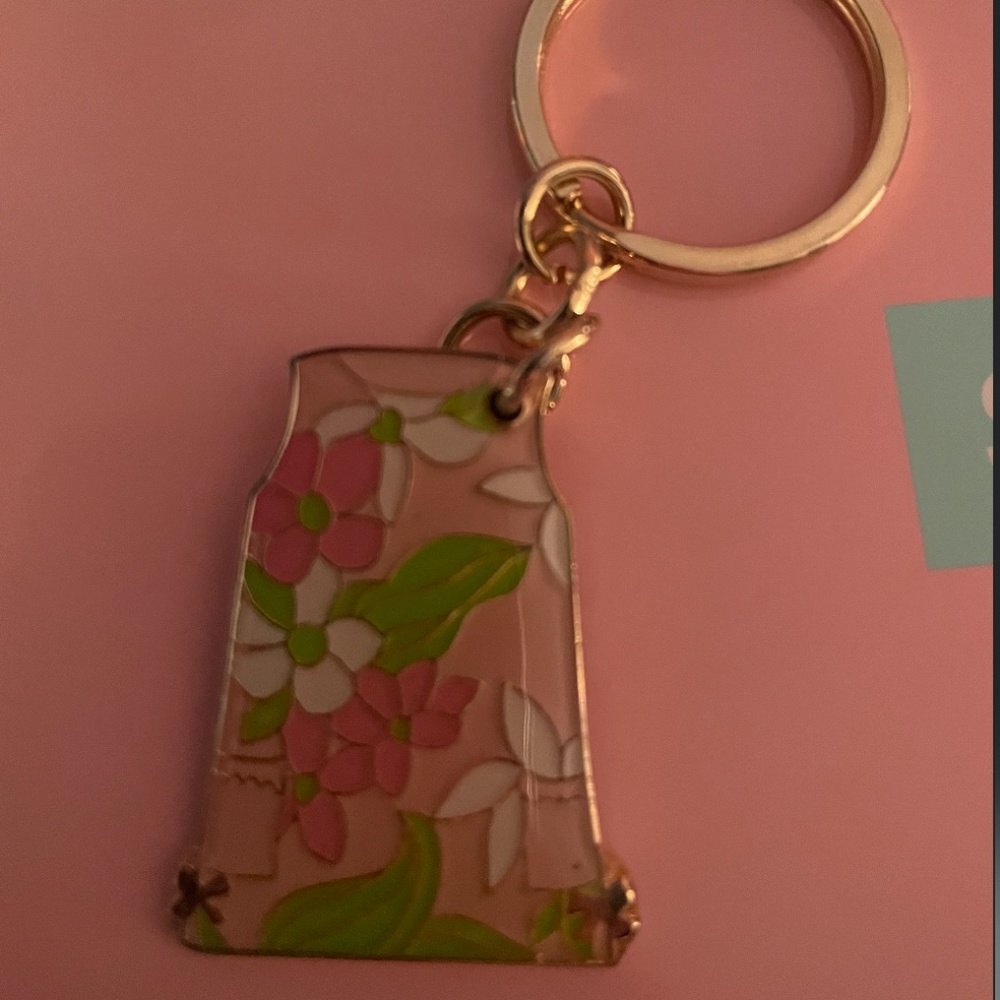 Lilly Pulitzer Pink Floral Shift Gold Key Chain